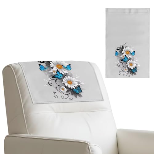 Wanyint Rutschfester Kopfstützenbezug, PU-Leder, waschbar, Kopfstützenschutz für Liegen, mit Klettverschlüssen, Möbelschonbezug für Bürostuhl, Schmetterlings-Gänseblümchen, Grau, 2er-Set Wanyint Rutschfester Kopfstützenbezug, PU-Leder, waschbar, Kopfstützenschutz für Liegen, mit Klettverschlüssen, Möbelschonbezug für Bürostuhl, Schmetterlings-Gänseblümchen, Grau, 2er-Set von Wanyint