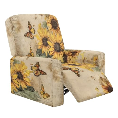Wanyint Schmetterling-Sonnenblumen-Bezug für Liegestuhl, rutschfester Hundesesselbezug, 4 Stück, Couch-Schonbezug mit elastischer Unterseite und Seitentasche für Kinder, Haustiere, Hunde Wanyint Schmetterling-Sonnenblumen-Bezug für Liegestuhl, rutschfester Hundesesselbezug, 4 Stück, Couch-Schonbezug mit elastischer Unterseite und Seitentasche für Kinder, Haustiere, Hunde von Wanyint
