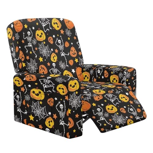 Wanyint Sofabezug mit Skelett-Kürbis-Stern, übergroße Liegestuhlbezug, 4 Stück, rutschfest, Halloween-Dekor mit Tasche und elastischen Bändern, für Haustiere, Kinder Wanyint Sofabezug mit Skelett-Kürbis-Stern, übergroße Liegestuhlbezug, 4 Stück, rutschfest, Halloween-Dekor mit Tasche und elastischen Bändern, für Haustiere, Kinder von Wanyint