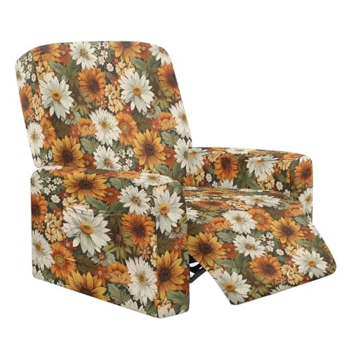 Wanyint Sonnenblumen-Bezug für Liegestuhl mit Fußstütze, waschbar, Couchbezug, rutschfest, für Haustiere, Katzen, Kinder, 4 Stück Wanyint Sonnenblumen-Bezug für Liegestuhl mit Fußstütze, waschbar, Couchbezug, rutschfest, für Haustiere, Katzen, Kinder, 4 Stück von Wanyint