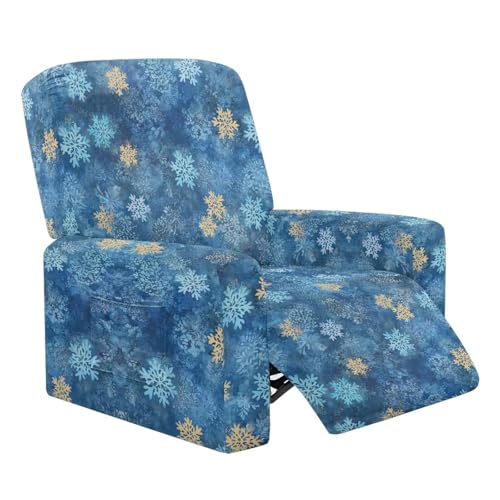 Wanyint Stuhlbezug für Liegestuhl, waschbar, Motiv "Lazy Boy" mit Schneeflocken, 4 Stück, Stretchbezug für 1 Kissen, Liegesofa, Heimdekoration von Wanyint