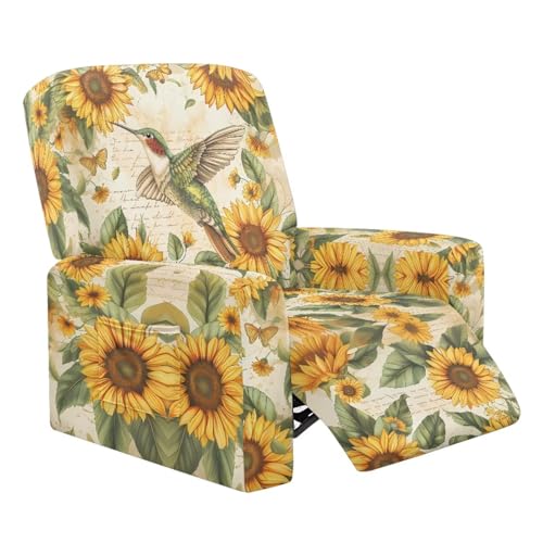 Wanyint Stuhlbezug mit Kolibri-Sonnenblumen-Motiv, dehnbar, 4 Stück, Liegestuhlbezug, maschinenwaschbar, Möbelschutz für Kinder, Haustiere, Hunde Wanyint Stuhlbezug mit Kolibri-Sonnenblumen-Motiv, dehnbar, 4 Stück, Liegestuhlbezug, maschinenwaschbar, Möbelschutz für Kinder, Haustiere, Hunde von Wanyint