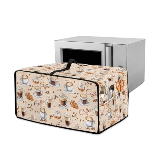 Wanyint Toaster-Ofenabdeckung für 47 cm breite Öfen - Größe S, passt auf kleine Räume, dekorative Heimdekoration, Kaffee-Croissant von Wanyint