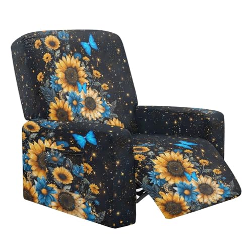 Wanyint Übergroße Liegestuhlbezüge mit Sonnenblumen-Motiv und Schmetterlingen, Galaxie, bleiben an Ort und Stelle, Lazy Boy, 4 Stück, waschbar, Liegesitzbezug für Zuhause, Wohnzimmer, Dekoration Wanyint Übergroße Liegestuhlbezüge mit Sonnenblumen-Motiv und Schmetterlingen, Galaxie, bleiben an Ort und Stelle, Lazy Boy, 4 Stück, waschbar, Liegesitzbezug für Zuhause, Wohnzimmer, Dekoration von Wanyint
