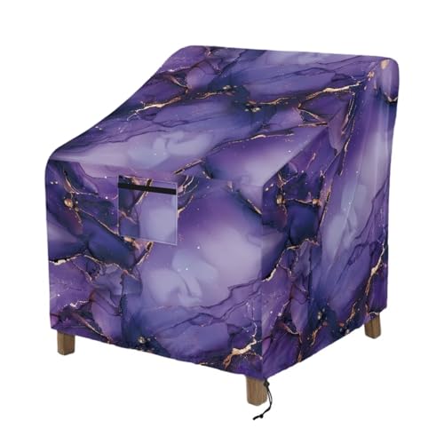 Wanyint Wasserdichte Gartenstuhlhussen, UV-beständig, Allwetterschutz, Rasenstuhlhussen, perfekt für Terrasse, Deck und Veranda, 74 x 84 x 92 cm, Marmorviolett-Gold von Wanyint