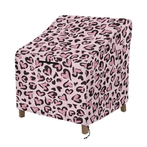 Wanyint Wasserdichte Gartenstuhlhussen, winddicht, staubdicht, hohe Rückenlehne, Terrassenmöbelschutz für Gartenmöbel, 83 x 89 x 92 cm, rosa Herzdruck von Wanyint