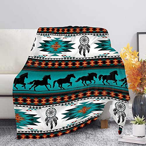 Wanyint Weiche Decke, Südwest-Indianer, Flanell, Mikrofaser, Überwurfdecke, indisch, Azteken-Geometrie, rotes Muster, Reise-Couch, Bett, Plüschdecke von Wanyint