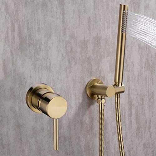 Wanym Duscharmatur Verdeckte Wandmontage Badezimmer Duschsystem Ventil Handbrause Schwarz Gebürstet Dusche Set, Gold von Wanym