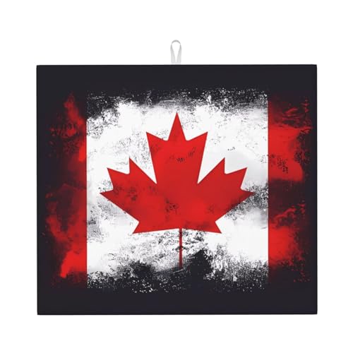 Abtropfmatte mit kanadischer Flagge für Küchenarbeitsplatte, saugfähige Küchenarbeitsplatte, schützende Geschirrmatte, 40,6 x 45,7 cm von WapNo