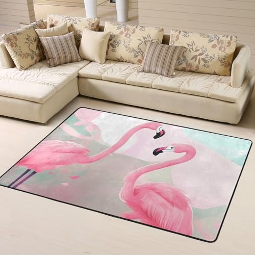 Rutschfeste Fußmatte mit Flamingo-Motiv, bedruckte Fußmatte, Raumdekoration, Wohnkultur, Wohnzimmer, Schlafzimmer, 160 x 122 cm. von WapNo