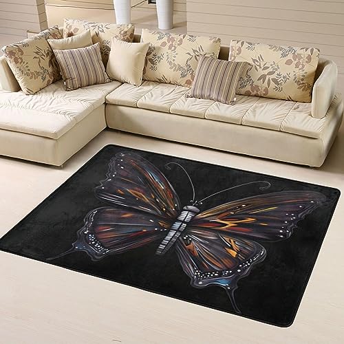 Rutschfeste Fußmatte mit Schmetterlings-Motiv, bedruckte Fußmatte, Raumdekoration, Wohnkultur, Wohnzimmer, Schlafzimmer, 160 x 122 cm. von WapNo
