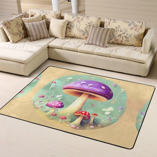 Rutschfeste Fußmatte mit violettem Traumpilz, bedruckte Fußmatte, Raumdekoration, Wohnkultur, Wohnzimmer, Schlafzimmer, 160 x 122 cm. von WapNo