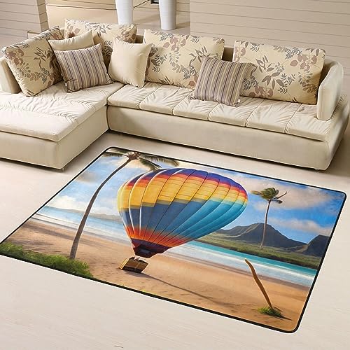 Rutschfeste Teppich-Fußmatte, Hawaii-Heißluftballon, bedruckte Fußmatte, Raumdekoration, Heimdekoration, Wohnzimmer, Schlafzimmer, 160 x 122 cm. von WapNo