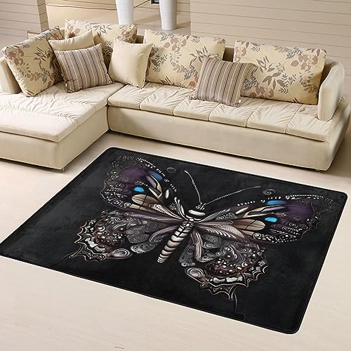Rutschfeste Teppich-Fußmatte, Motiv: Wissenschaftlicher Schmetterling, bedruckte Fußmatte, Raumdekoration, Heimdekoration, Wohnzimmer, Schlafzimmer, 160 x 122 cm. von WapNo