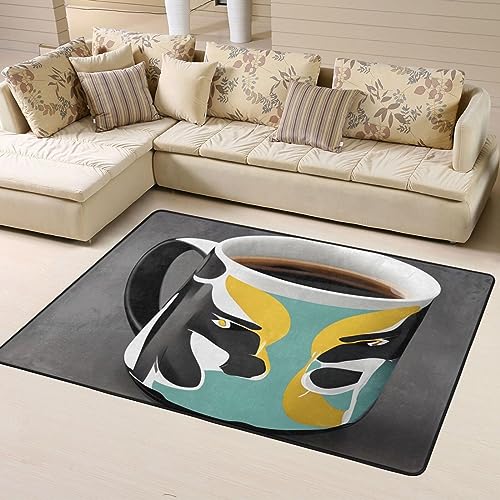 Rutschfeste Teppich-Fußmatte, Tasse, Kaffee, bedruckte Fußmatte, Raumdekoration, Heimdekoration, Wohnzimmer, Schlafzimmer, 160 x 122 cm. von WapNo