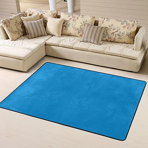 Rutschfeste Teppich-Fußmatte, einfarbig, blau, bedruckt, Fußmatte, Raumdekoration, Wohnkultur, Wohnzimmer, Schlafzimmer, 160 x 122 cm. von WapNo
