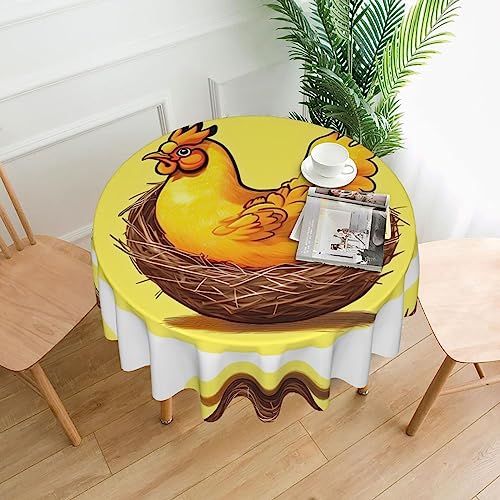 WapNo Vogelnest Goldenes Huhn Runde Tischdecke 152,4 cm - Geeignet für Tischdekoration, Buffet-Partys und Camping - zum Schutz und Dekorieren von WapNo