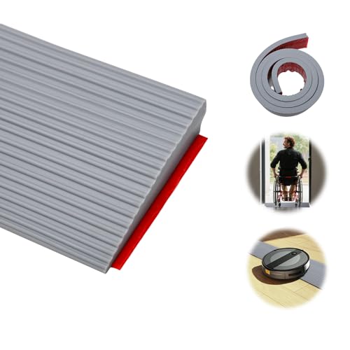 200x8x2CM Schwellenrampe, Türschwellenrampen, PVC Rollstuhlrampe, rutschfeste Oberfläche, Gummirampe Auffahrrampe Schwellenrampe für Rollstuhl, Kinderwagen, Rollator oder e Scooter (Grau, 1) von Wapasezyar