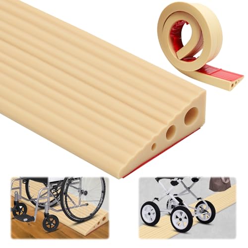 Schwellenrampe, 100x6.5x2.5CM Türschwellenrampen, PVC Rollstuhlrampe, rutschfeste Oberfläche, Gummirampe Auffahrrampe Schwellenrampe für Rollstuhl, Kinderwagen, Rollator oder e Scooter (Braun, 2.5) von Wapasezyar