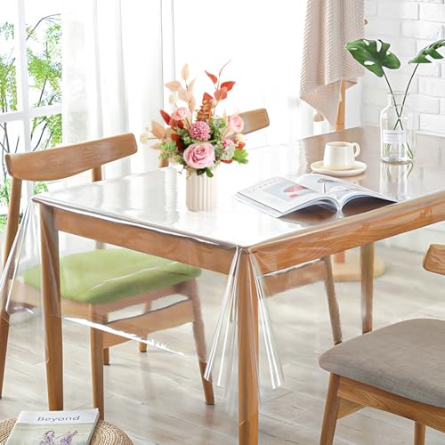 Wapasezyar Tischdecke Transparent, Durchsichtige Tischdecke, Tischfolie Durchsichtig PVC 0.13 mm Stark Wasserdicht Abwaschbar Tischschutzfolie, Wunschmaß Tisch Schutzfolie (100 x 100 cm) von Wapasezyar