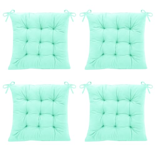 Wapasezyar 4 Stück Stuhlkissen, 40x40cm Sitzkissen Sitzpolster Stuhl Sitzkissen, Sitzkissen Gefüllt mit Bindebänder, Esszimmerstuhl Sitzauflage Stuhl für Bürostuhl Sitzpolster (Mintgrün) von Wapasezyar