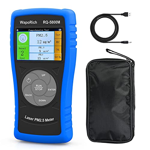 Luftqualitätsmonitorfür Innenräumeerkennt, PM2.5/PM10/PM1.0-Mikron-Staub, wiederaufladbarer intelligenter Luftqualitätssensor für Schlafzimmer, geeignet für Home School Office-RQ-5800M von WapoRich