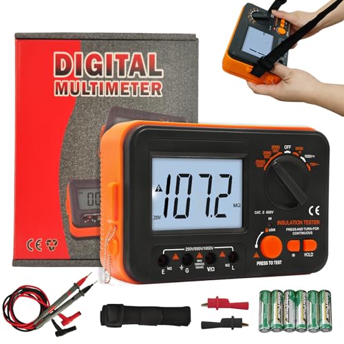 Megaohmmeter, WapoRich Digitaler Isolationswiderstandstester 2000 MΩ Megaohmmeter mit DC 250 V/50 V/1000 V AC 750 V Prüfspannung Megaohmmeter, WapoRich Digitaler Isolationswiderstandstester 2000 MΩ Megaohmmeter mit DC 250 V/50 V/1000 V AC 750 V Prüfspannung von WapoRich