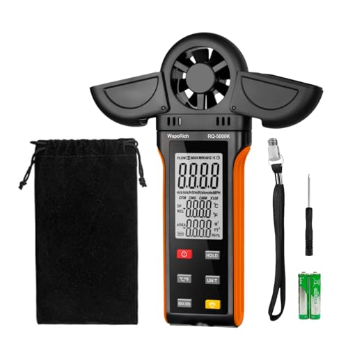 Windmesser Windmessgerät, WapoRich Digital Anemometer Handheld Wind Speed Meter Gauge Misst Luftfeuchtigkeit/Temperatur/Windgeschwindigkeit mit MAX/MIN/AVG für HVAC, Segeln, Surfen, Drohne RQ-5000K Windmesser Windmessgerät, WapoRich Digital Anemometer Handheld Wind Speed Meter Gauge Misst Luftfeuchtigkeit/Temperatur/Windgeschwindigkeit mit MAX/MIN/AVG für HVAC, Segeln, Surfen, Drohne RQ-5000K von WapoRich