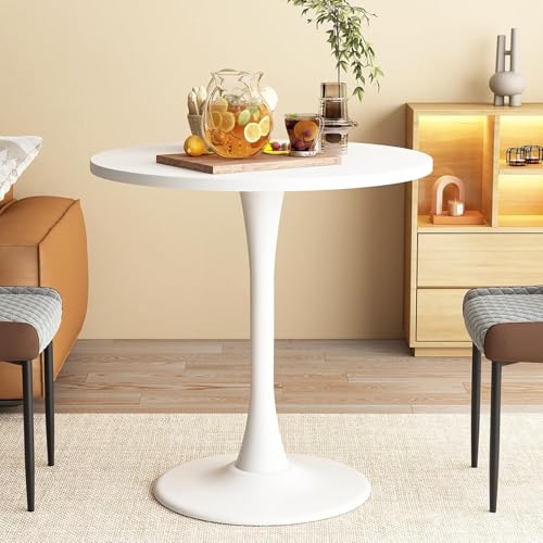 WappiGo Moderner Tulpentisch, 80 cm, weißer Esstisch, Mitte des Jahrhunderts, Freizeittische mit Sockel, für Wohnzimmer, Küche, Café, Heimbüro von WappiGo