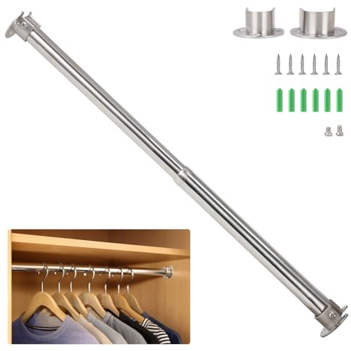 Wardlock Kleiderstange Ausziehbar 48-80CM,Edelstahl Rundrohr Teleskop Garderobenstange für Schrank 1 Set von Wardlock
