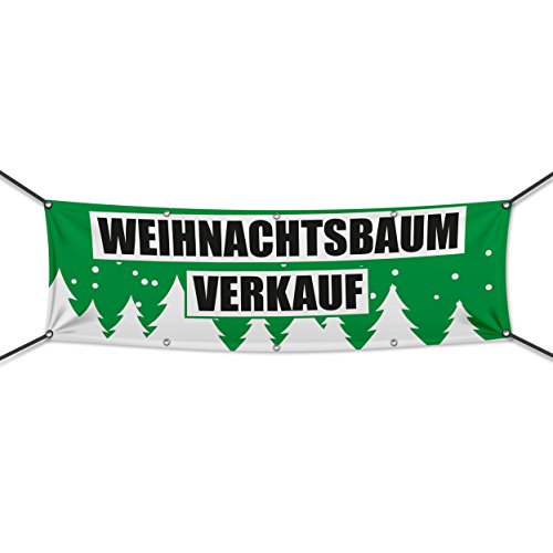 (PVC) Weihnachtsbaumverkauf grün Banner, Plane, Werbeschild, Weihnachten, Werbebanner, 300 x 100 cm, DRUCKUNDSO von Warenfux24