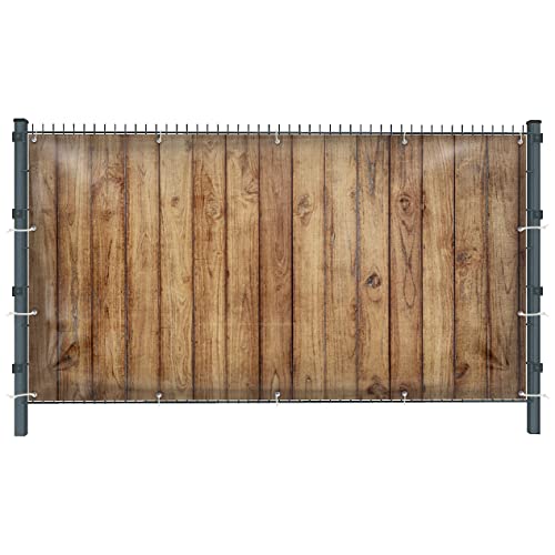 Warenfux24 Holzwand (1618) - Gartensichtschutz, Motivbanner, Sichtschutz Garten, Gartendeko, 251 x 163 cm, Mesh (winddurchlässig) von Warenfux24