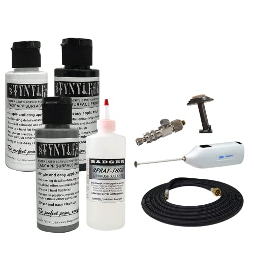 Badger Air-Brush Co Wargames Delivered Upgrade-Paket, hochwertige Airbrush-Auslöser für außergewöhnliche Kontrolle, Spray-Thru Airbrush-Reiniger, Pac-Ventilregler, Farbmischer, Stynylrez von Wargames Delivered