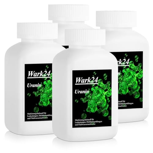 Wark24 Uranin 100g Fluorescein - Für Dichtigkeitsprüfungen und Strömungsanalysen geeignet (4er Pack) von Wark24