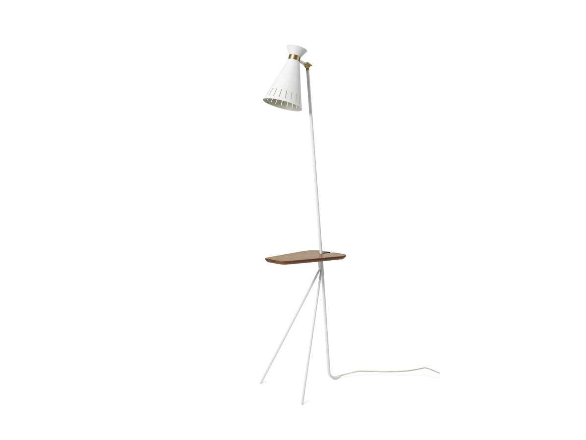 Warm Nordic - Cone Stehleuchte m/Tisch Clear White/Teak Warm Nordic von Warm Nordic