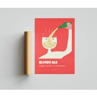 Bierliebhaber Geschenk, Poster, Cocktail Art, Retro Mid Century Modern, Küchen Dekor von WarmAtHome