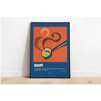 Suppe Druck, Mid Century Moderne Kunst Poster, Retro-Küche-Dekor, Chef Pop-Kunst-Druck, Essen Lebensmittel-Liebhaber, Housewarminggeschenk von WarmAtHome