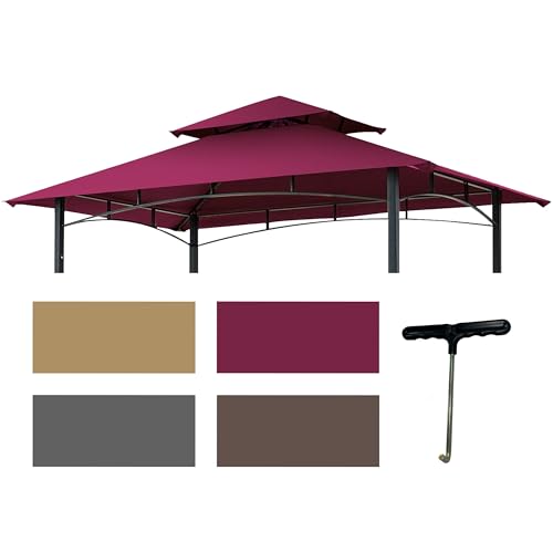 Warmally 20,3 x 12,7 cm Kiemenpavillon, Grillüberdachung, Ersatzabdeckung für Modell #L-GG001PST-F, Pavillon, Grilldach, Grillpavillons, nur obere Abdeckung, Burgunderrot von Warmally
