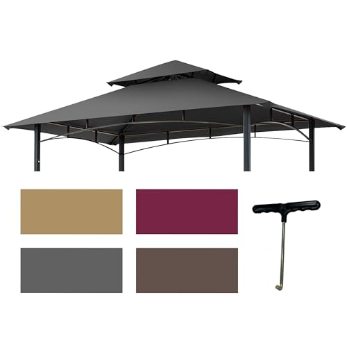 Warmally 20,3 x 12,7 cm Kiemenpavillon, Grillüberdachung, Ersatzabdeckung für Modell #L-GG001PST-F, Pavillon, Grilldach, Grillpavillons, nur obere Abdeckung (grau) von Warmally