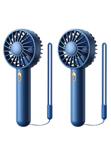 Warmco 2 stück Handventilator, Tragbarer Mini USB Ventilator mit 3 Geschwindigkeiten,Ventilator Klein USB Wiederaufladbar mit Tisch Basis, Hand Ventilatoren für Reisen, Büro, Draußen von Warmco