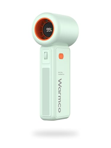 Warmco Mini Ventilator Handventilator [15 Stunden Maximale] 5000mAh Handventilator Akku Aufladbar für Damen und Herren Reisen Camping Outdoor (Grün) von Warmco