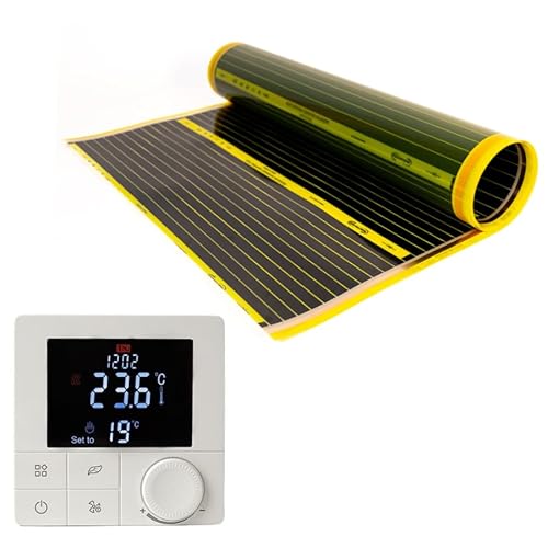 Warmcoin™ PTC Infrarot Heizfolie, elektrische Fußbodenheizung, 100 cm, Set, 190 W/m² mit und ohne Thermostat (W40 WIFI thermostat, 12 lm = 12m²) von Warmcoin