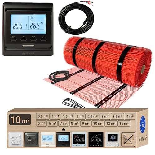 Warmcoin elektrische Fußbodenheizung Set 10 m² 160 W/m² – Thermostat W51 Schwarz mit verbessertem Sensor – Heizmatte für Laminat, Vinyl, Fliesen – Fußbodenheizung Komplettset Warmcoin elektrische Fußbodenheizung Set 10 m² 160 W/m² – Thermostat W51 Schwarz mit verbessertem Sensor – Heizmatte für Laminat, Vinyl, Fliesen – Fußbodenheizung Komplettset von Warmcoin