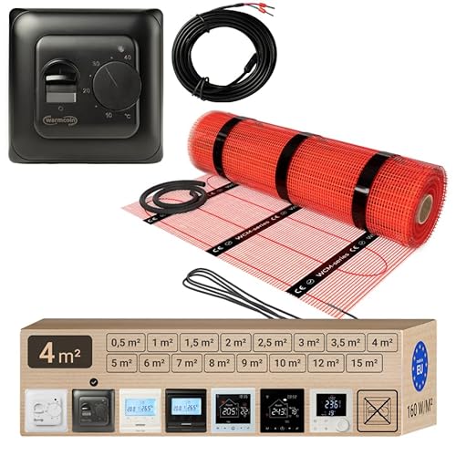 Warmcoin elektrische Fußbodenheizung Set 4 m² 160 W/m² – Thermostat W70 Schwarz mit verbessertem Sensor – Heizmatte für Laminat, Vinyl, Fliesen – Fußbodenheizung Komplettset Warmcoin elektrische Fußbodenheizung Set 4 m² 160 W/m² – Thermostat W70 Schwarz mit verbessertem Sensor – Heizmatte für Laminat, Vinyl, Fliesen – Fußbodenheizung Komplettset von Warmcoin