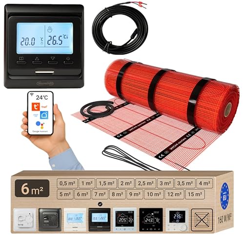 Warmcoin elektrische Fußbodenheizung Set 6 m² 160 W/m² – WLAN Thermostat W51 Schwarz mit verbessertem Sensor – Heizmatte für Laminat, Vinyl, Fliesen – Fußbodenheizung Komplettset Warmcoin elektrische Fußbodenheizung Set 6 m² 160 W/m² – WLAN Thermostat W51 Schwarz mit verbessertem Sensor – Heizmatte für Laminat, Vinyl, Fliesen – Fußbodenheizung Komplettset von Warmcoin
