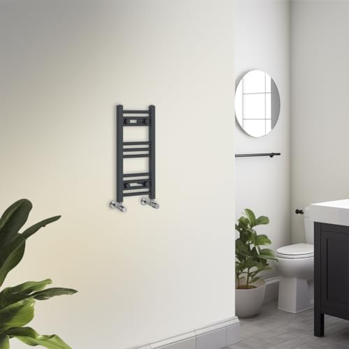 Warmehaus Handtuchheizkörper, 600 x 300 mm, Grau, moderner Handtuchhalter für Badezimmer – gerade von Warmehaus