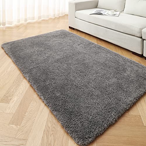 Warmfay Badezimmerteppich rutschfest 100x160CM, Weich Flauschig und Hochflor Badvorleger, Maschinenwaschbare Badematte, Absorbierende für Badewanne, Dusche, Schlafzimmer, Badteppich Grau von Warmfay