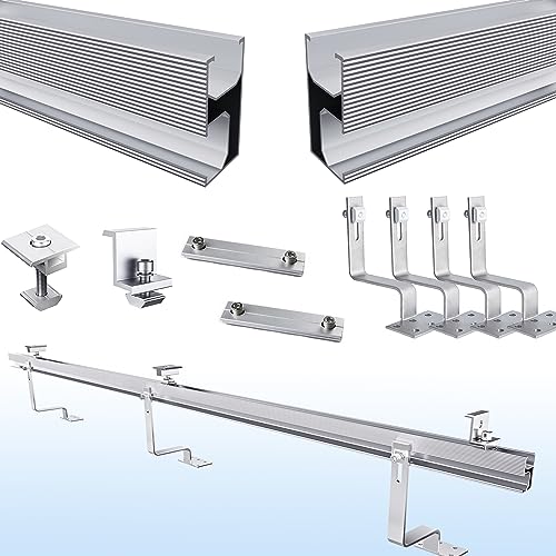 Warmfay Balkonkraftwerk Halterung Ziegeldach Komplettset für 7 Paneele, Befestigung Solarpanel Ziegeldach - Bis 115CM Breite PV Modul und 30mm Dicke, Alu Solar Halterung Ziegeldach Geprüft als Robust von Warmfay