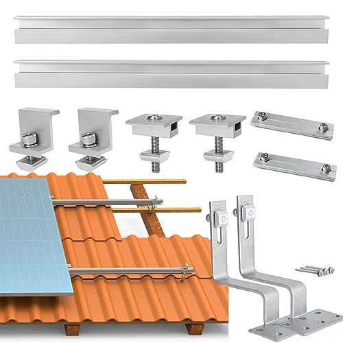 Warmfay Solarpanel Halterung Ziegeldach Dachhalterung für Aufachmontage Solar PV,1150mm Montageschiene Befestigungsschiene,für die Montage von Modulen bis zu einer Breite von 110 cm von Warmfay