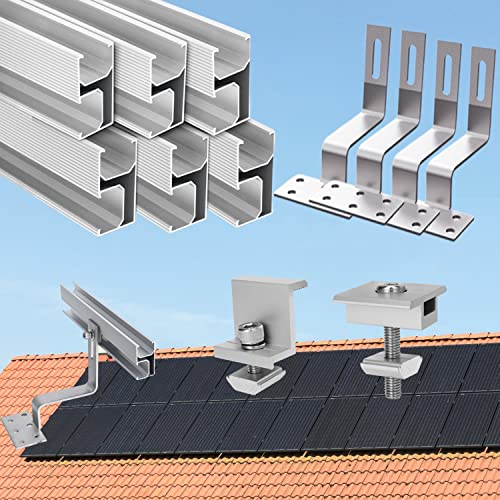 Solarmodul Halterung,Ziegeldach Solarpanel Halterung Dachhalterung für Aufachmontage Solar PV,Montageschiene Befestigungsschiene,PV Modul Halterung Montage 4 X Solarmodul 30mm Dicke von Warmfay